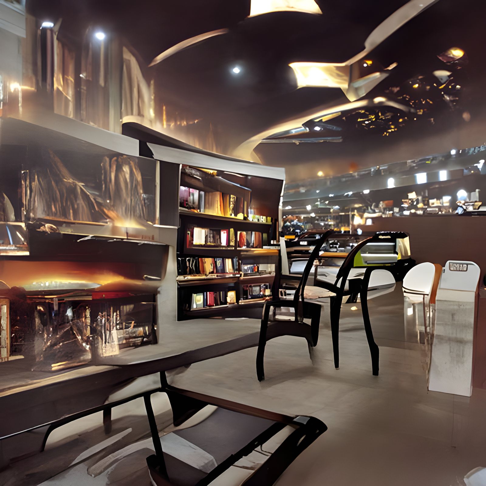 Spacious Sci-Fi Bookstore Interior: Matte Painting