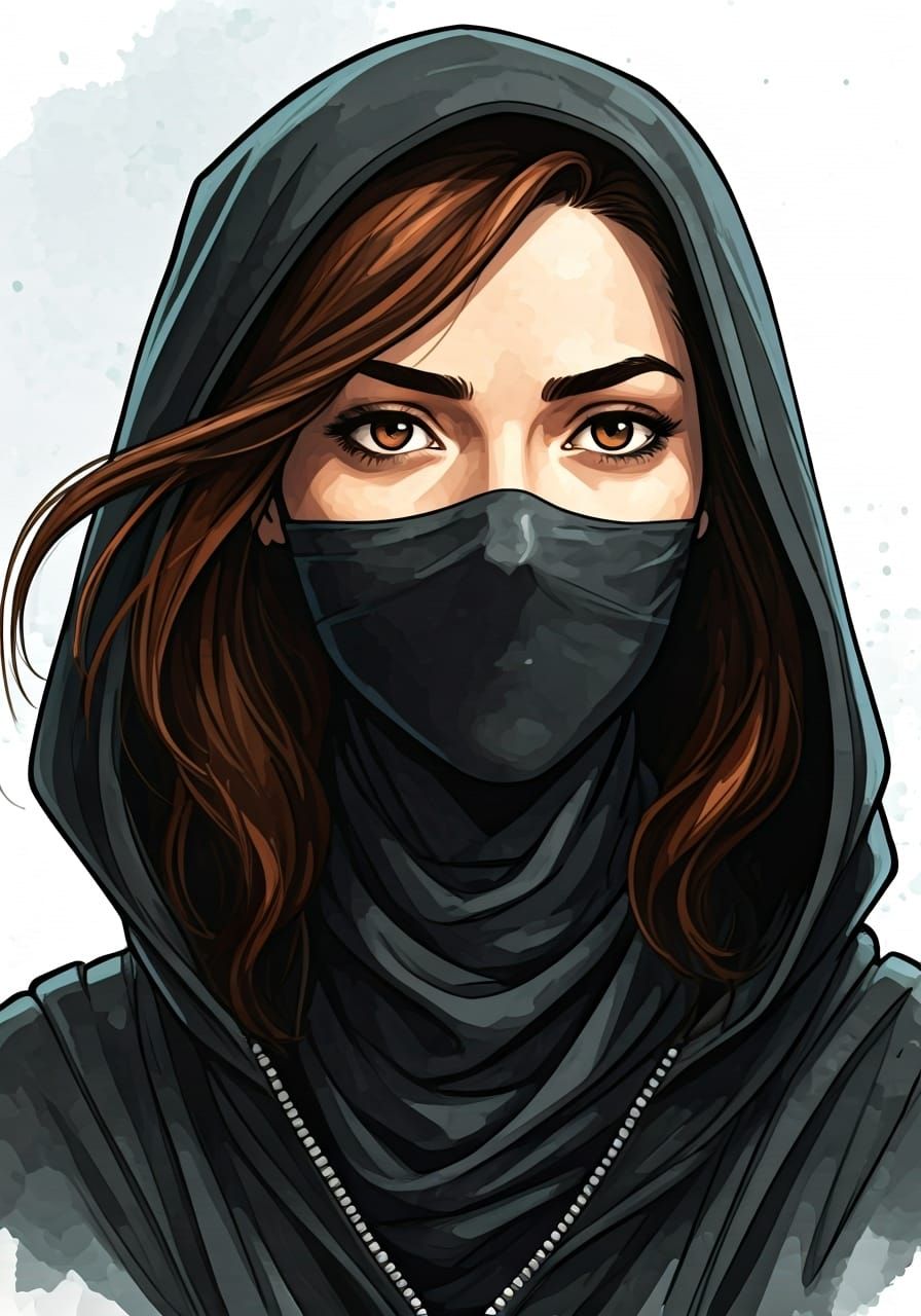 Independent Woman in Post-Apocalyptic Graphic Novel Style