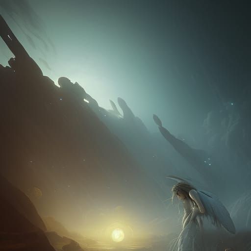 Angelic Being on Venus in Dark Fantasy Style