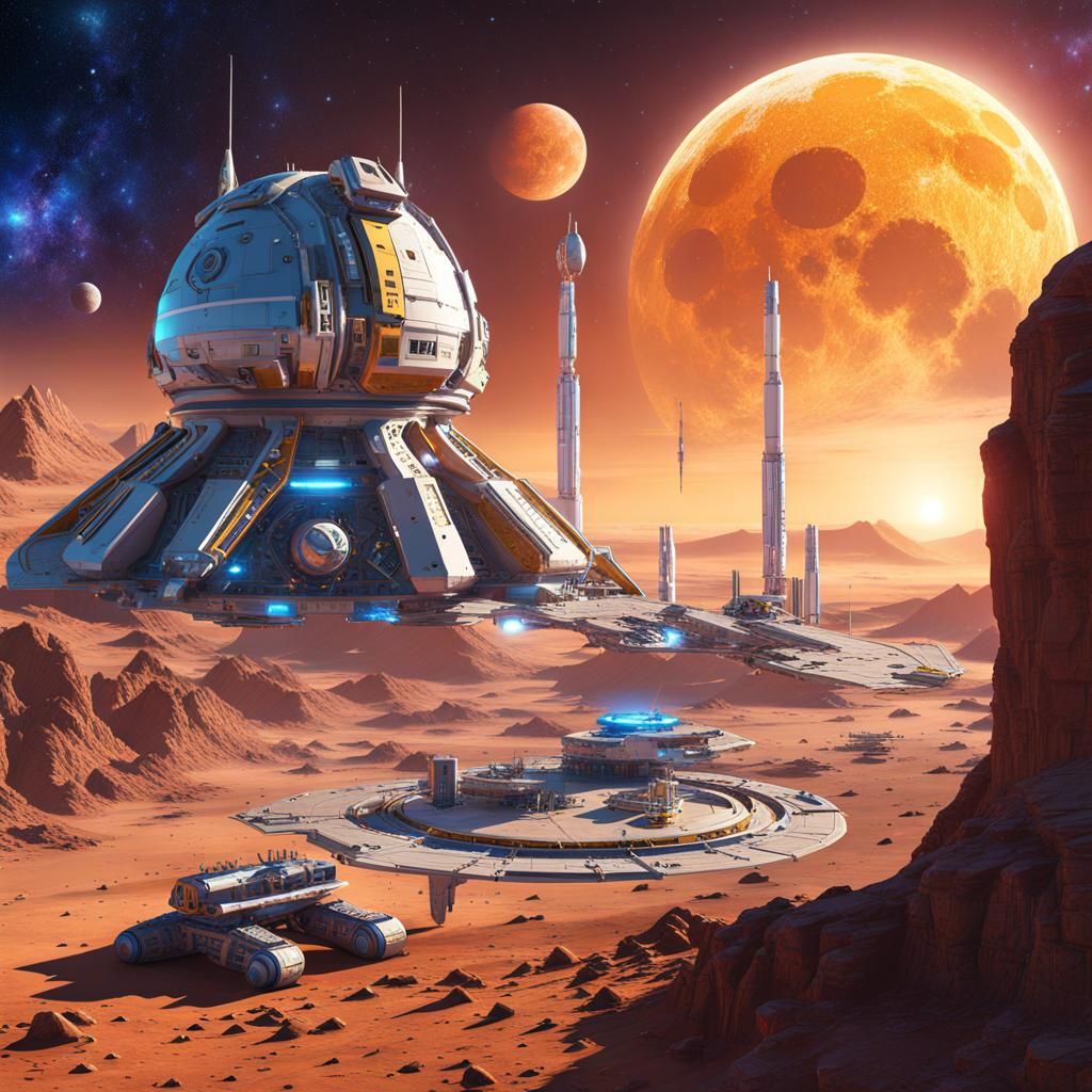 Detailed 3D Lunar Base in Sci-Fi Style