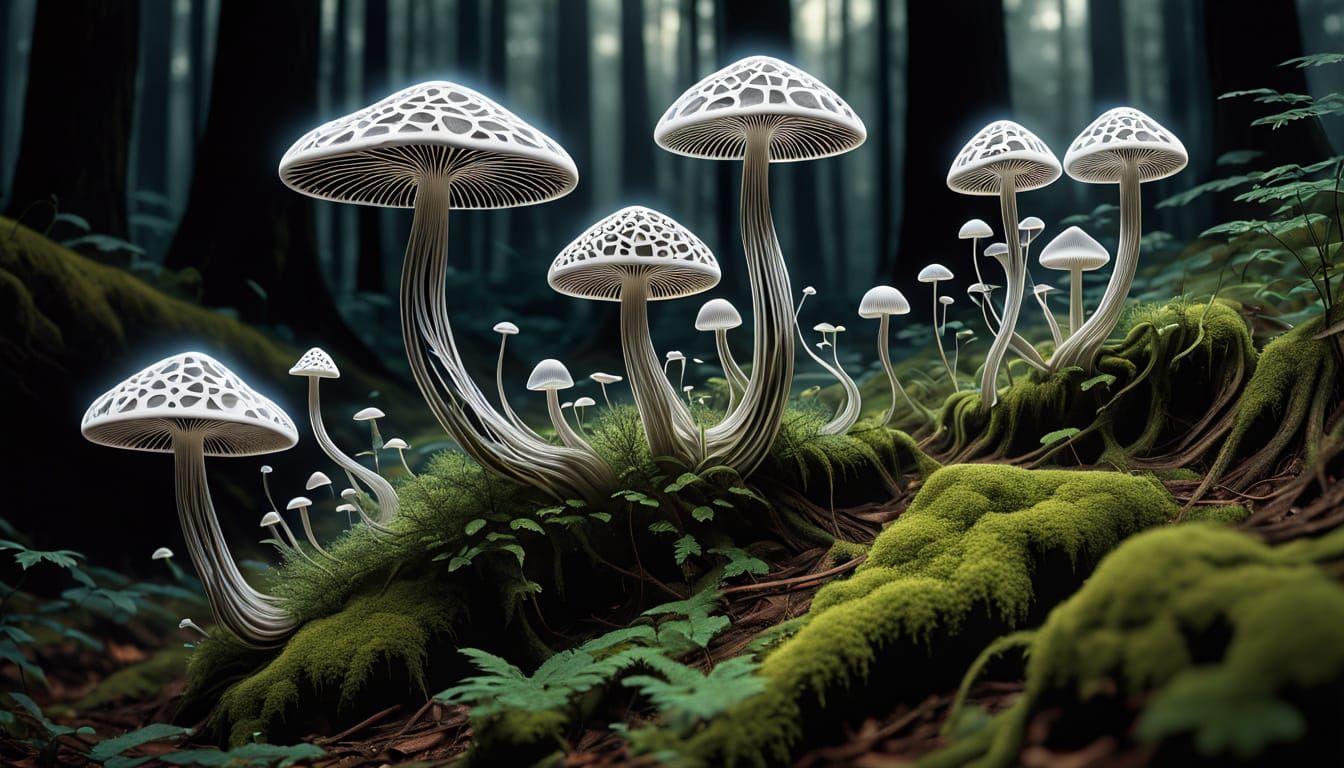 Ghost Caps of Enchanted Forests in Ethereal Light