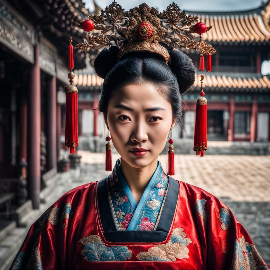 Beautiful Asian Woman in Traditional Chinese Dress