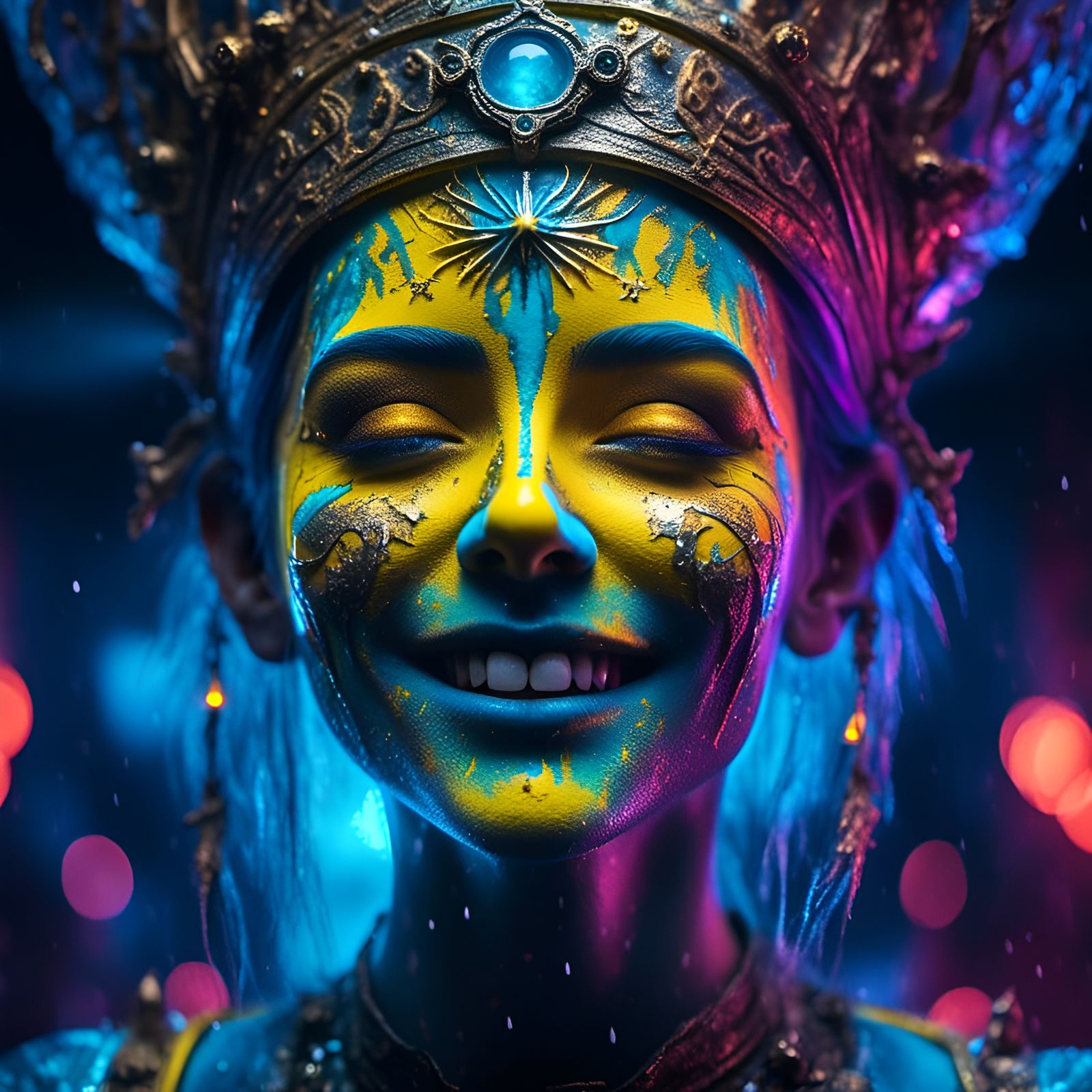 Hyperrealistic MDMA Dreamscape in Blues and Yellows