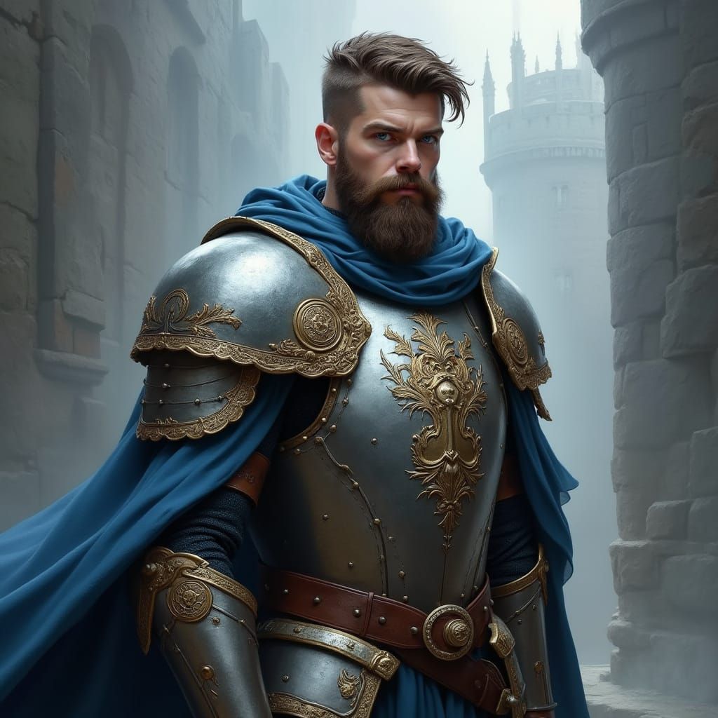 Regal Captain of the Neverwinter Guard in Ornate Fantasy Arm...