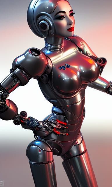 Chinese Robot Pinup in Comic Book Style