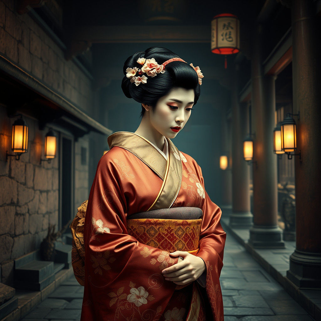 Geisha in Mourning: Ukiyo-e Surrealism