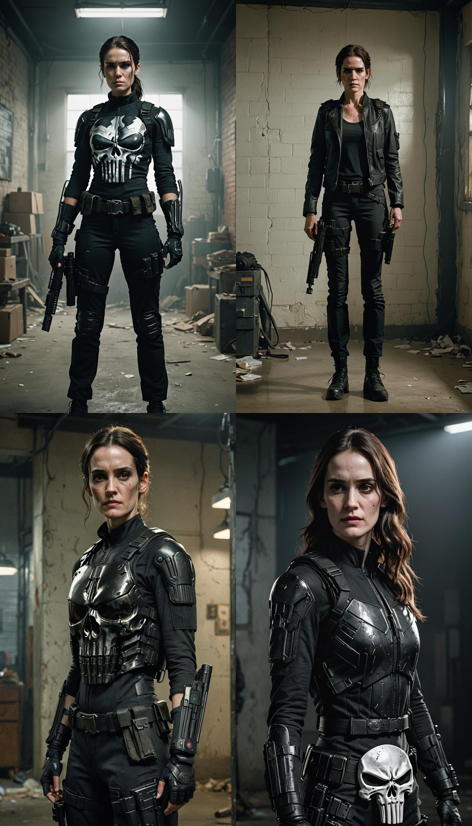 Winona Ryder, dressed as Punisher, ready to kick some butt