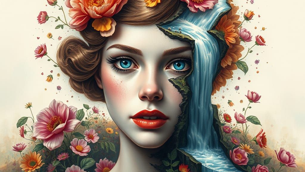 Surreal Flower Crowned Goddess of Rebirth