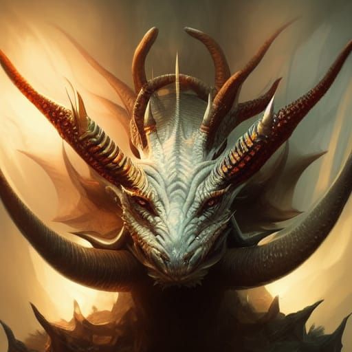 Hyperdetailed White Dragon Portrait in Art Nouveau Style