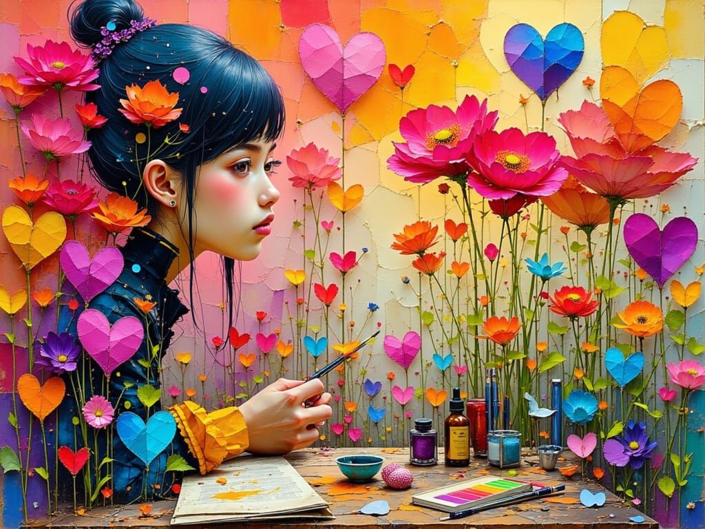 Woman Painting a Masterpiece in Pop Surrealist Style