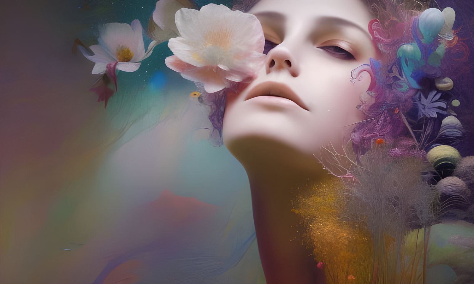 Woman in a Forest, Neo-Impressionist Oil Painting