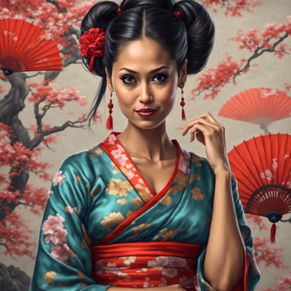 Geisha in Open Kimono, Bruce Timm Art Style