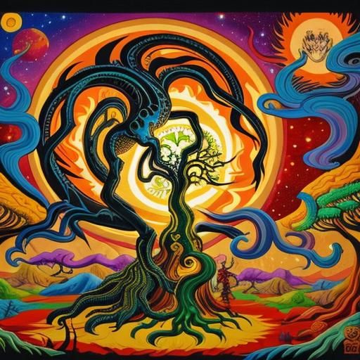 Psychedelic Creatures Dance Before Galactic Bonsai