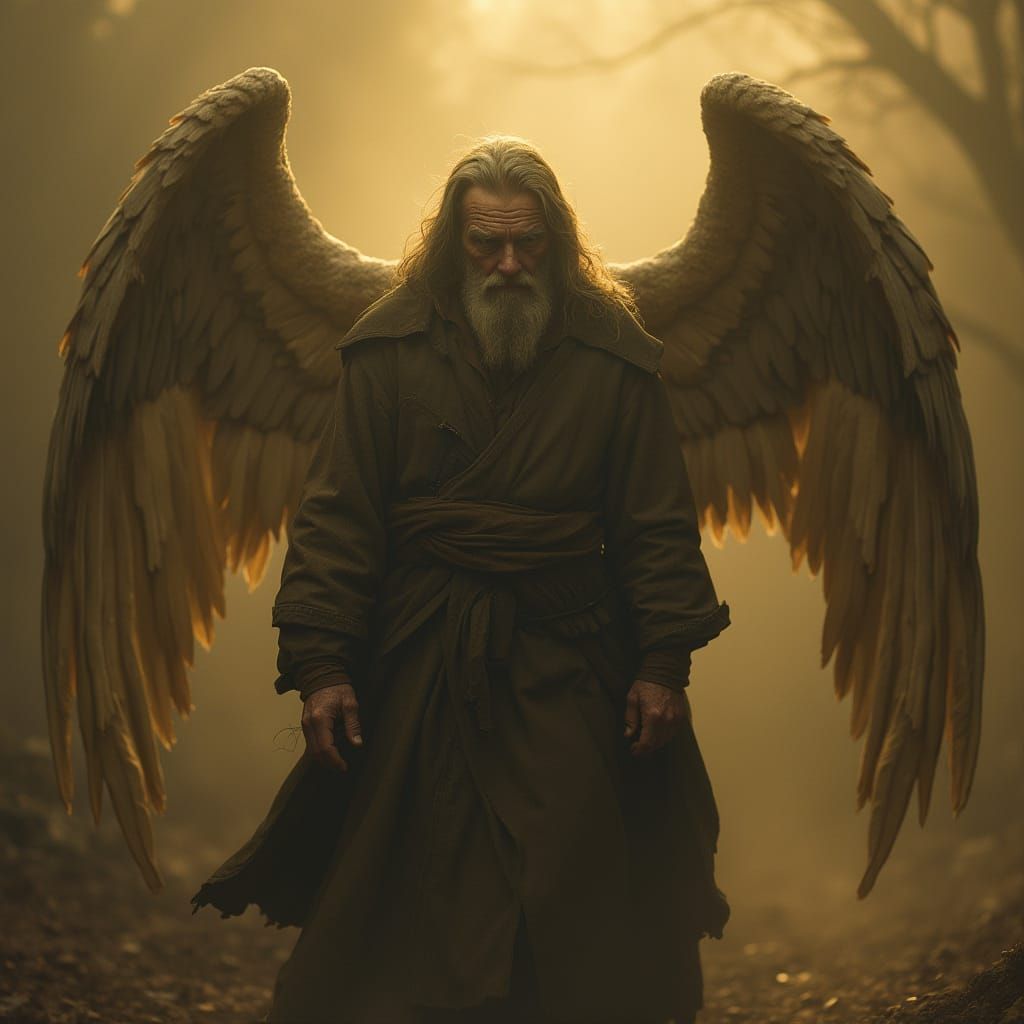 The Angel of Death Collects a Solemn Grandfather in Golden L...