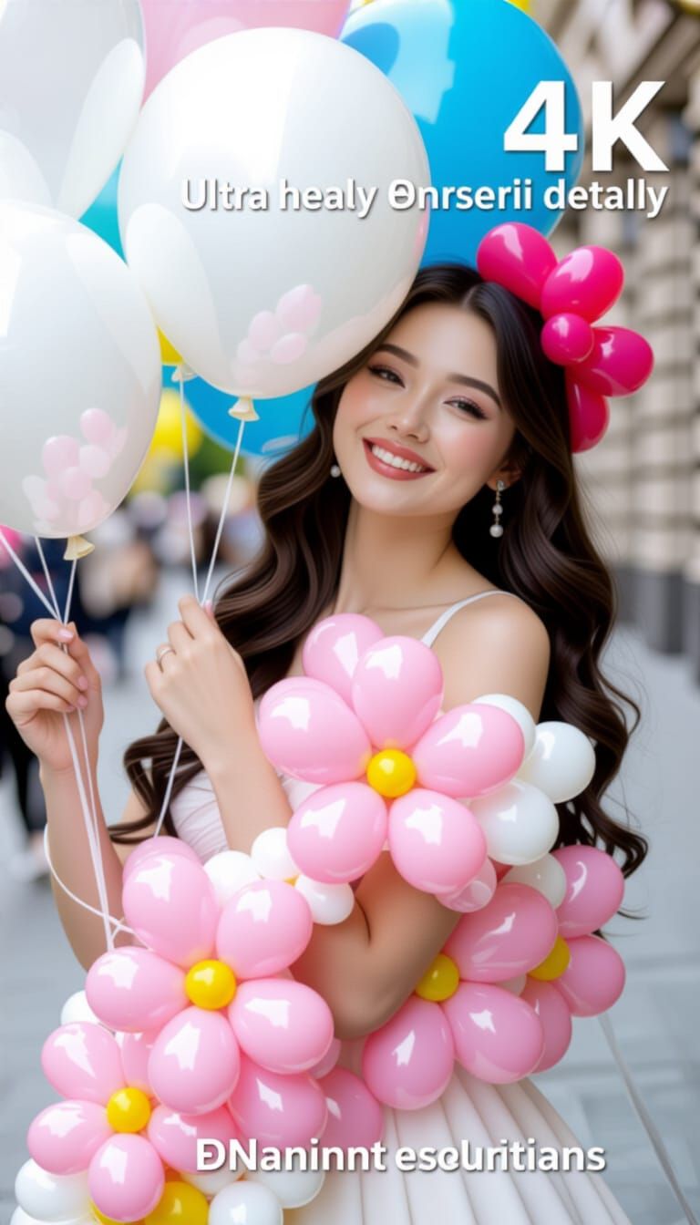 Woman Surrounded by Hyperdetailed Balloon Art