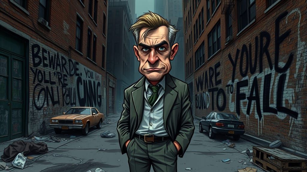 Satirical Urban Caricature in Gritty 1960s Style