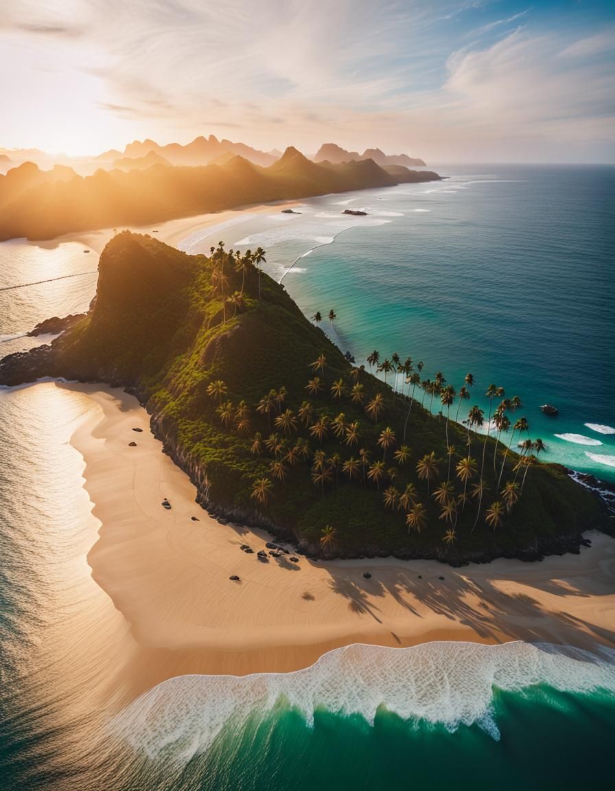 Beach Sunset: Drone View of Tropical Paradise