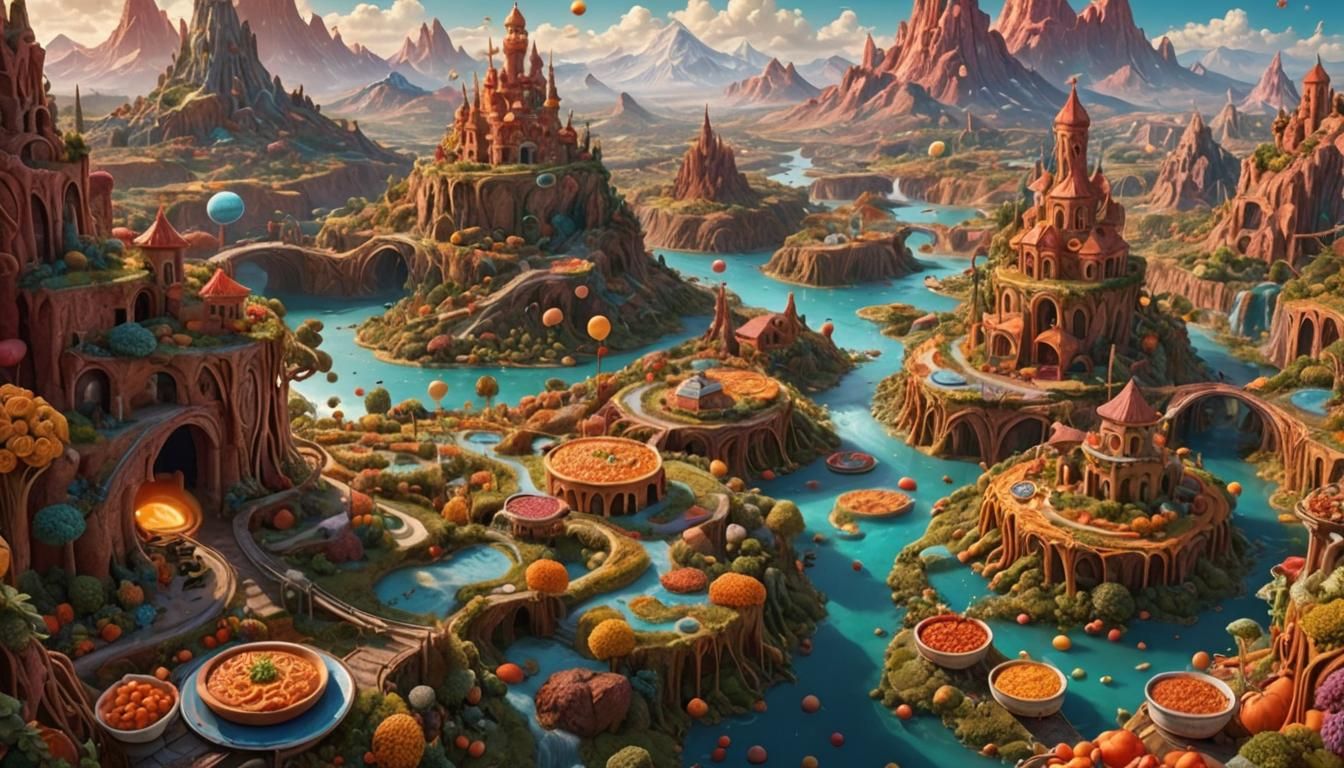 Food-Themed Worlds: Edible Landscape Matte Painting