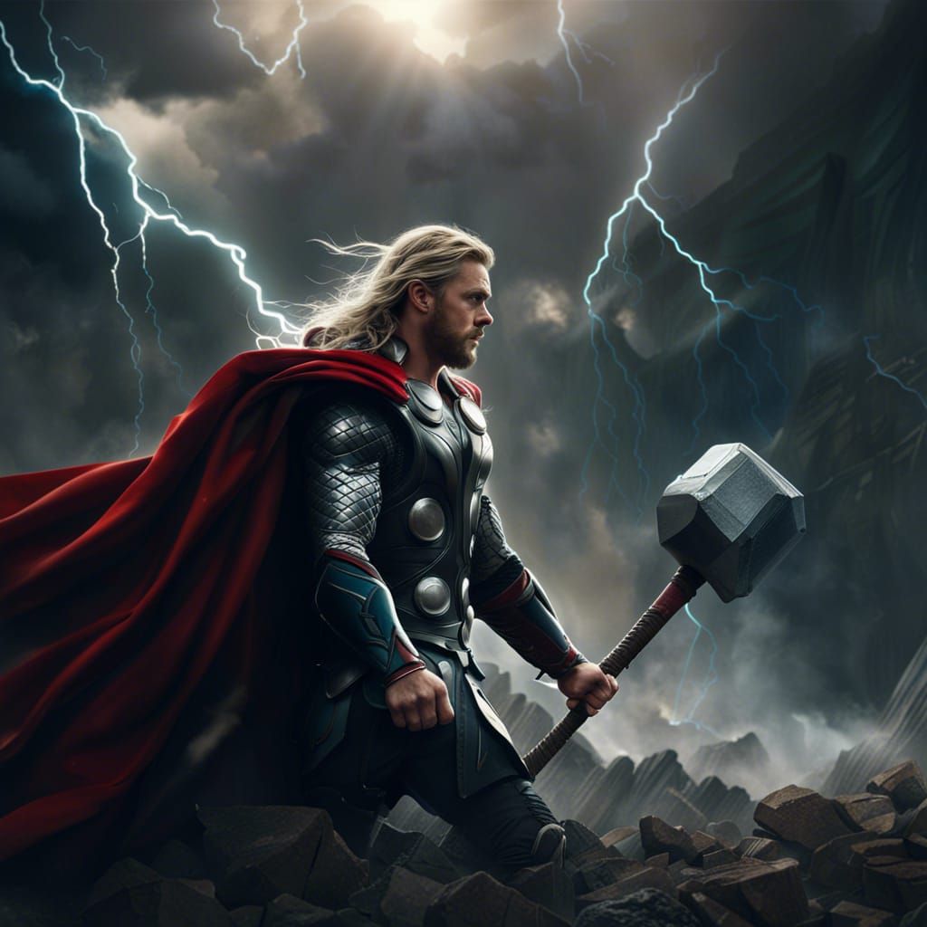 Epic Digital Painting of Thor, God of Thunder