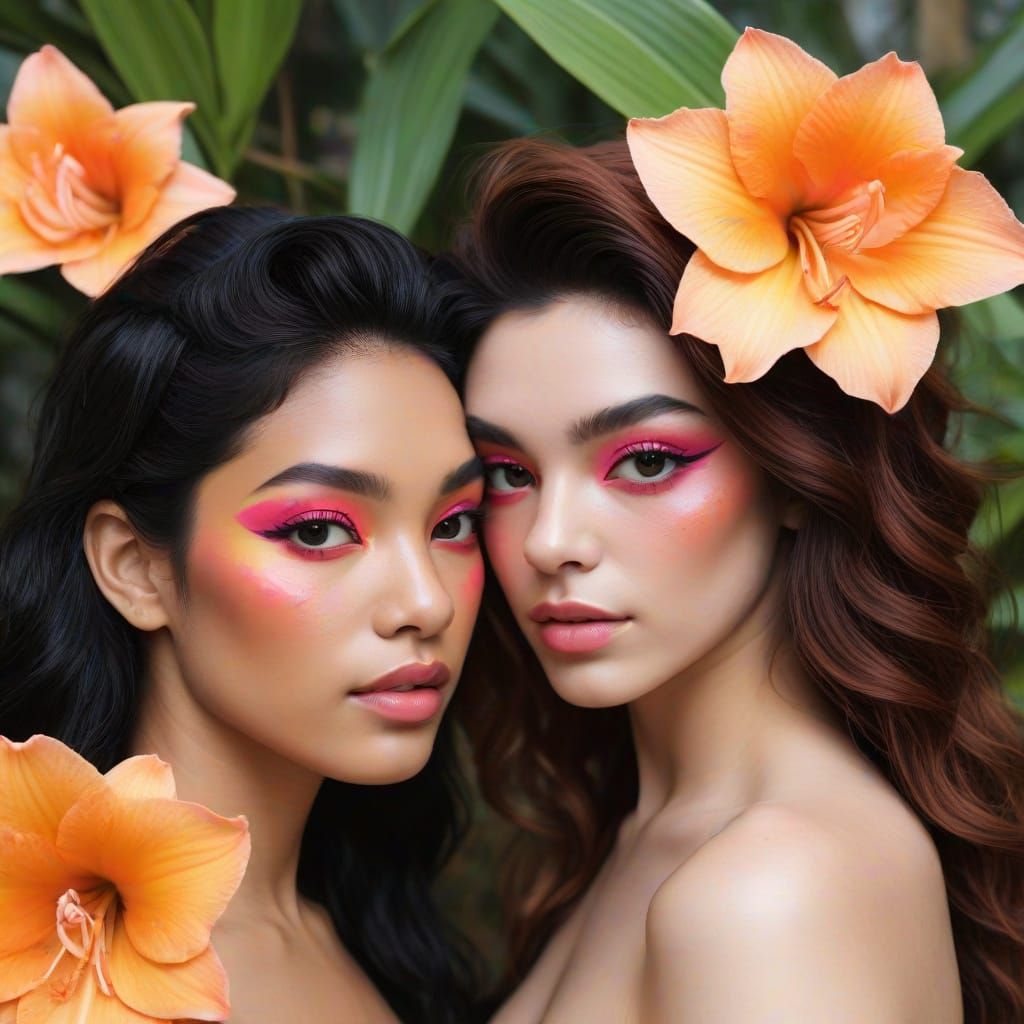 Androgynous Sunshine Goddess with Amaryllis and Earthy Trait...