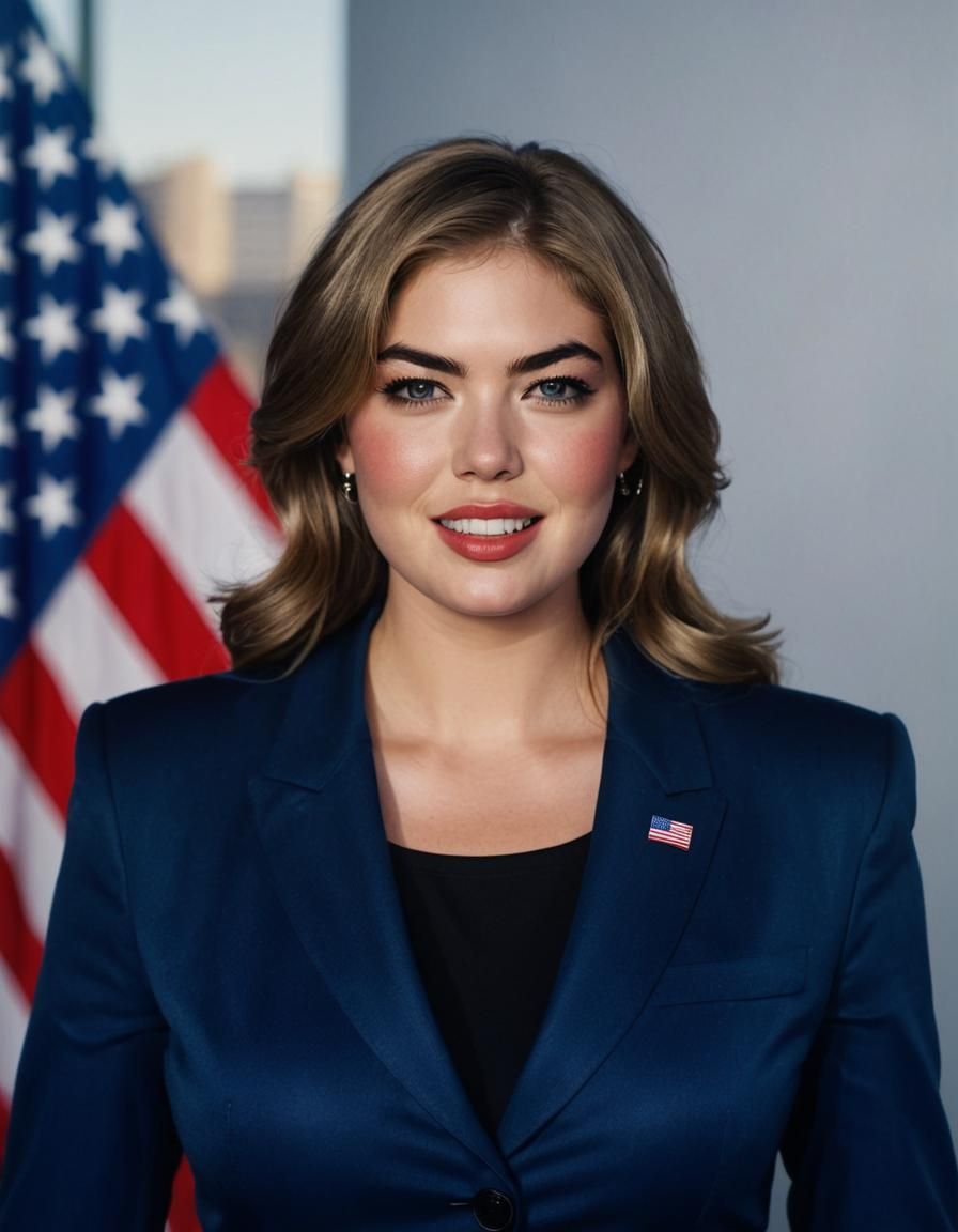 Confident Woman with US Flag in Cinematic Style