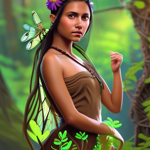 Native American Teenager with Dragonfly Wings