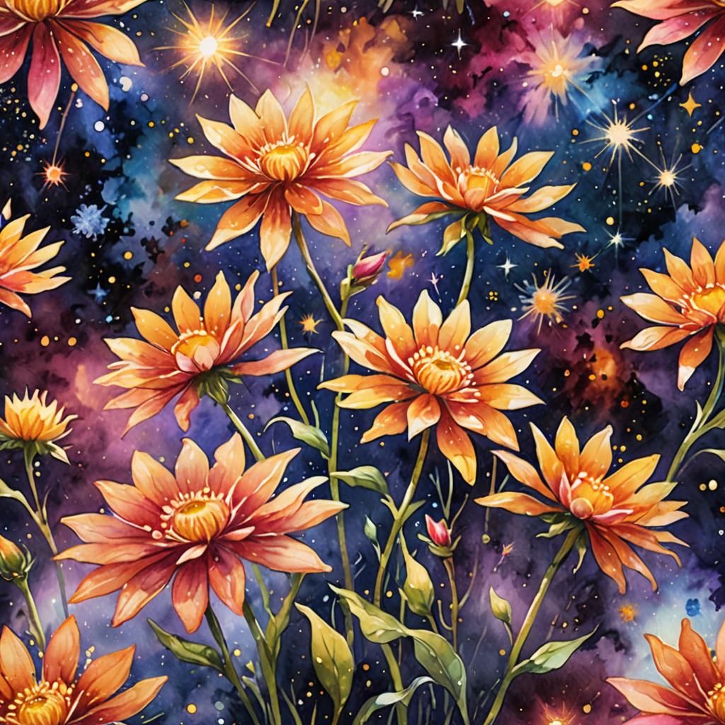Cosmic Impressionism: Solar Flowers Blooming in Space