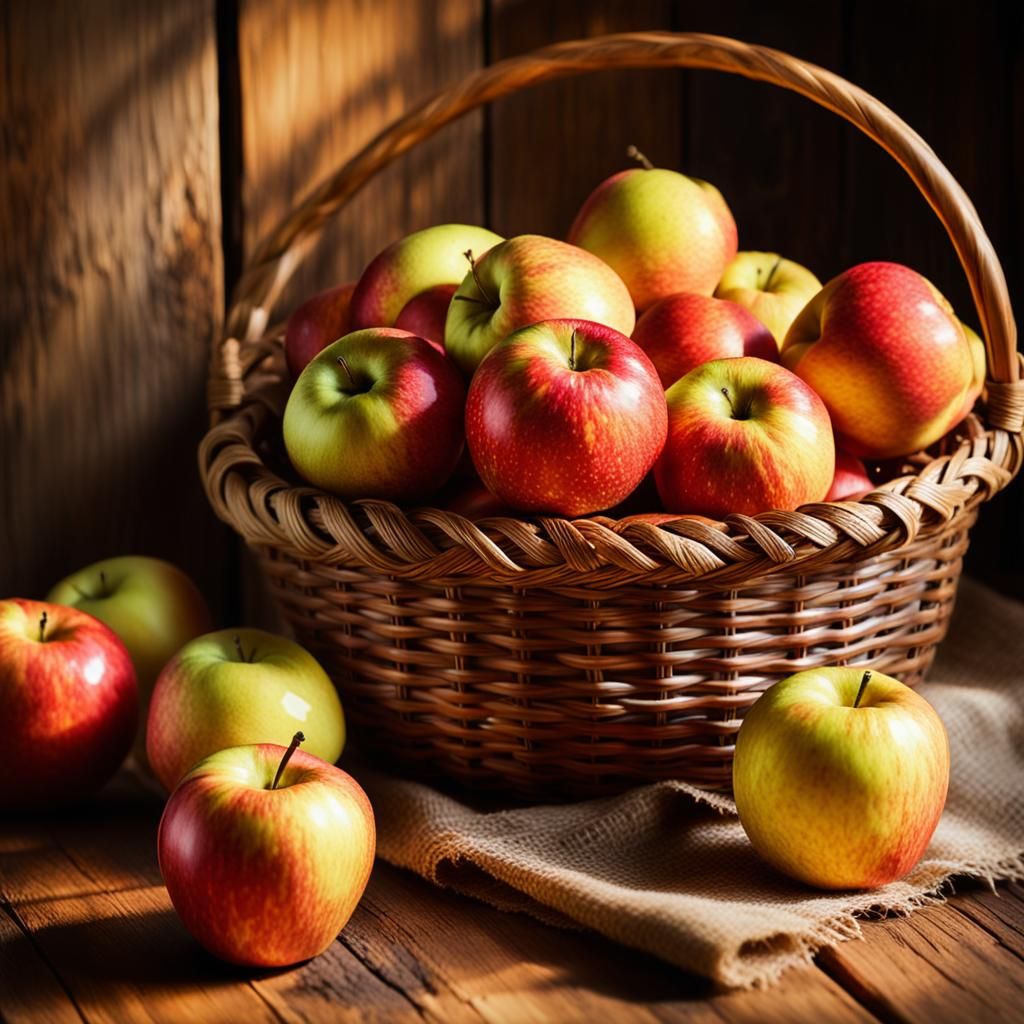 Hyperrealistic Still Life of Apples in Triadic Colors