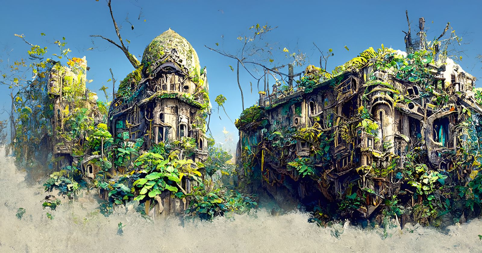Jungle Houses: Post-Apocalyptic Fantasy Illustration