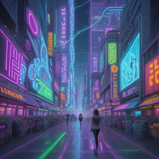 Neon Oasis: A Chromatic Dreamscape Cityscape