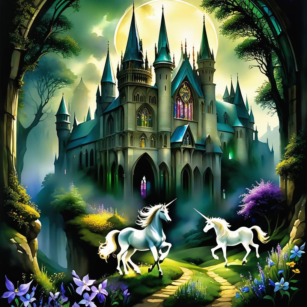 Unicorns in a Vibrant Faerie Kingdom