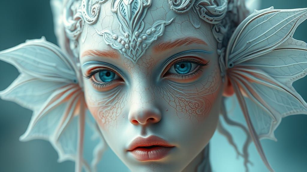Ethereal Human Hybrid with Translucent Fins in Hyper-Realist...
