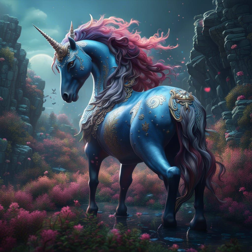 Golden Pegasus Unicorn in Detailed Fantasy Art