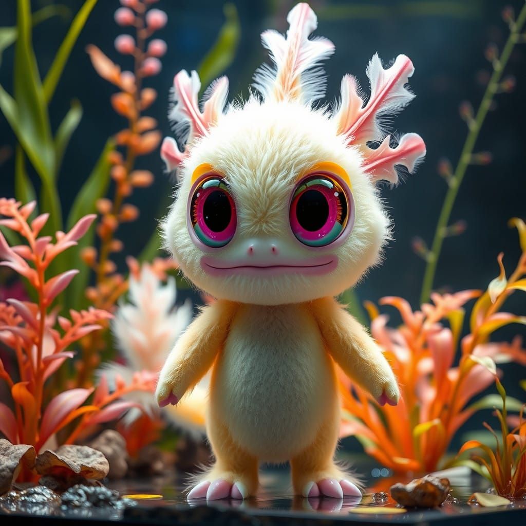 Surreal Axolotol Portrait in Pastel Hues