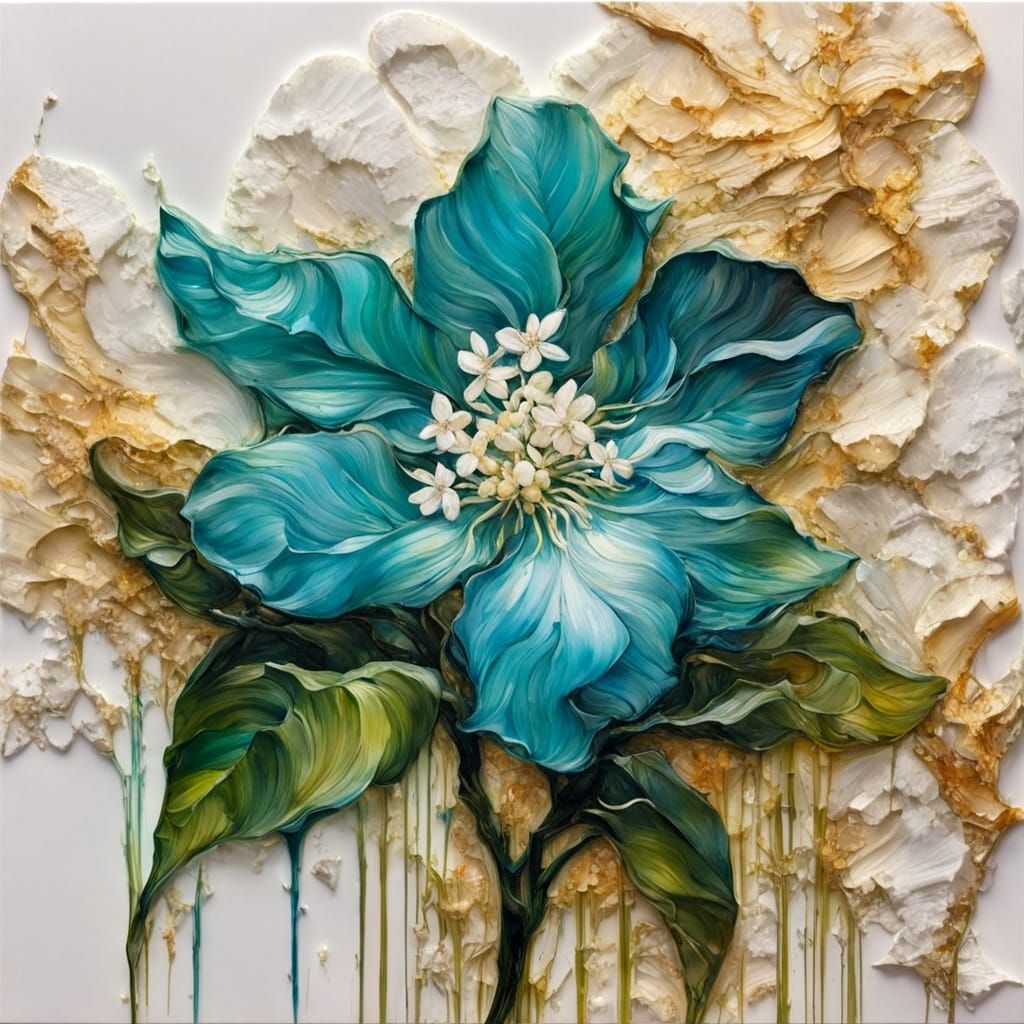 Vibrant Jasmine Bloom in Bold Impasto Style