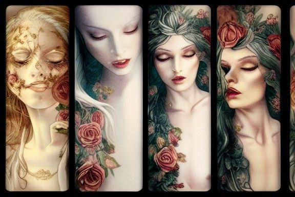 Graceful Androgynous God Portrait in Detailed Illustration S...