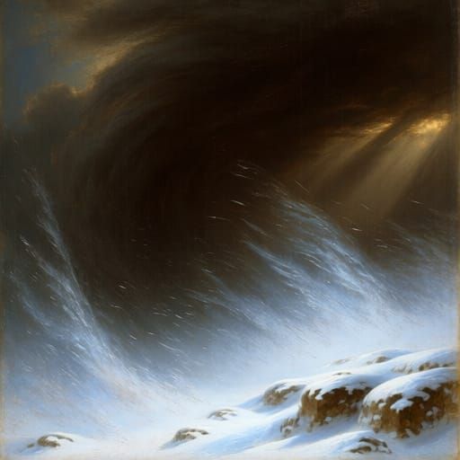 Dramatic Matte Painting of a Swirling Snow Squall