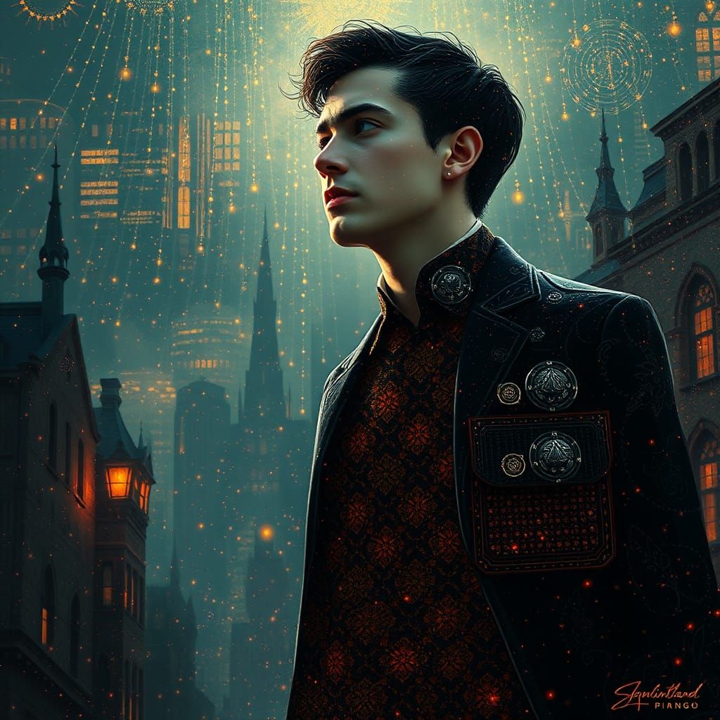 Whimsical Portrait Inspired by Pointillism and Concept Art