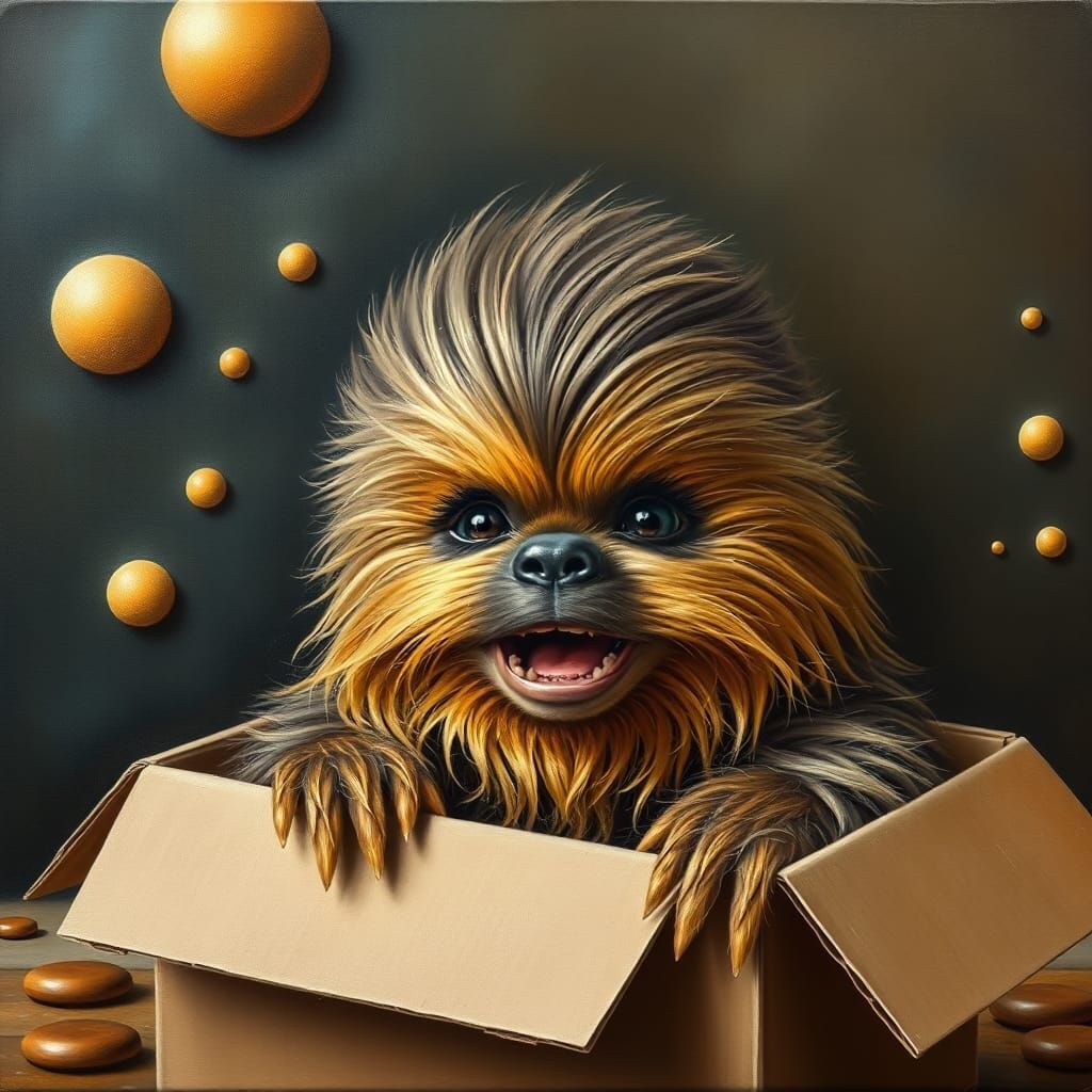 Adorable Chewbacca Baby Portrait in Surreal Style