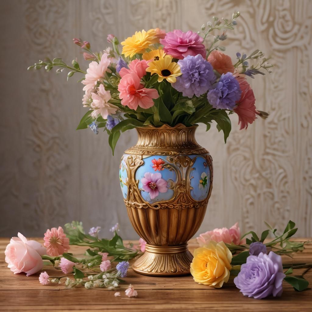 Victorian Enamel Vase Still Life in Macro