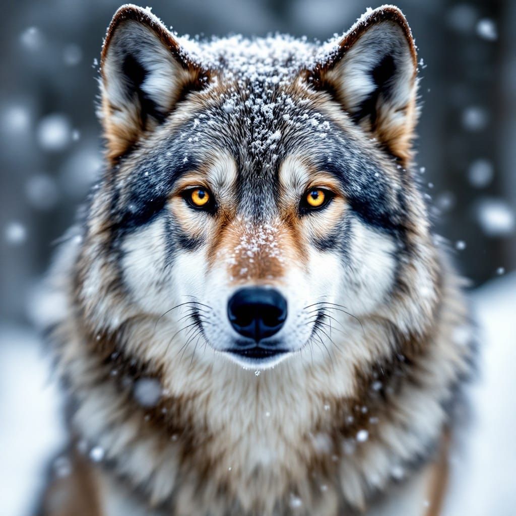 Wolf in the Fierce Snowy Wilderness