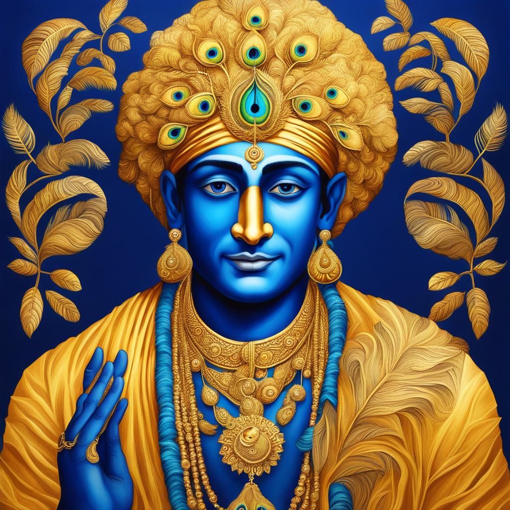 Radiant Krishna Beneath the Golden Tree of Life