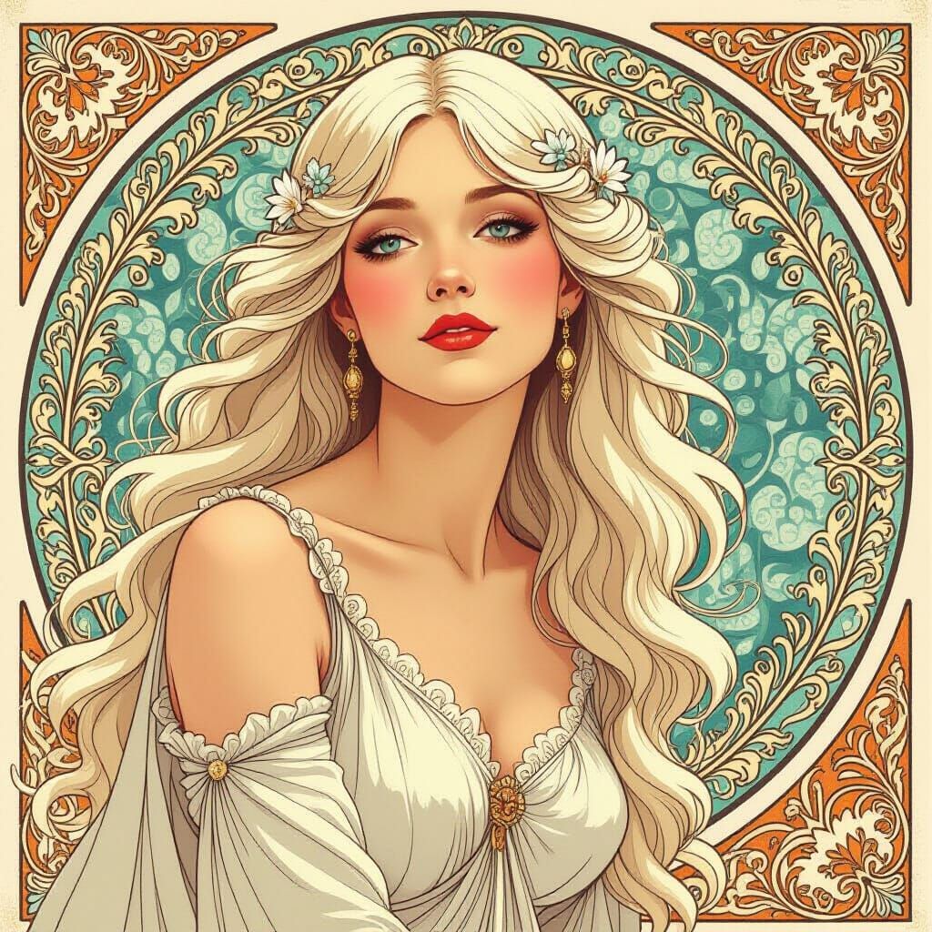 Elegant Woman with Intricate White Hair