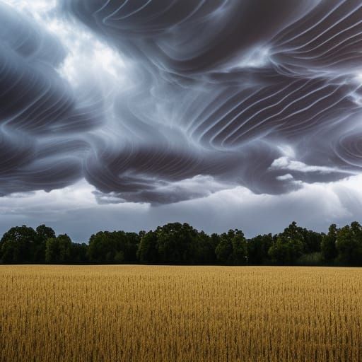 Dramatic Asperatus Clouds over Farmland Photograph