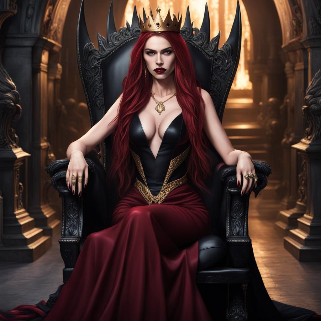 Evil Fae Queen on Throne in Fantasy City