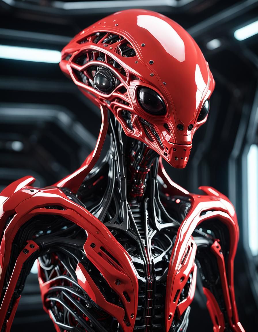Hyperrealistic Alien Portrait in Futuristic Space Station