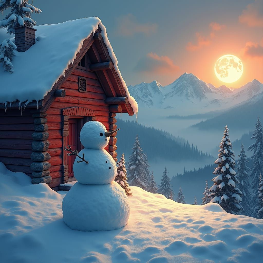 Snowman in a Blizzard by Crimson Cottage