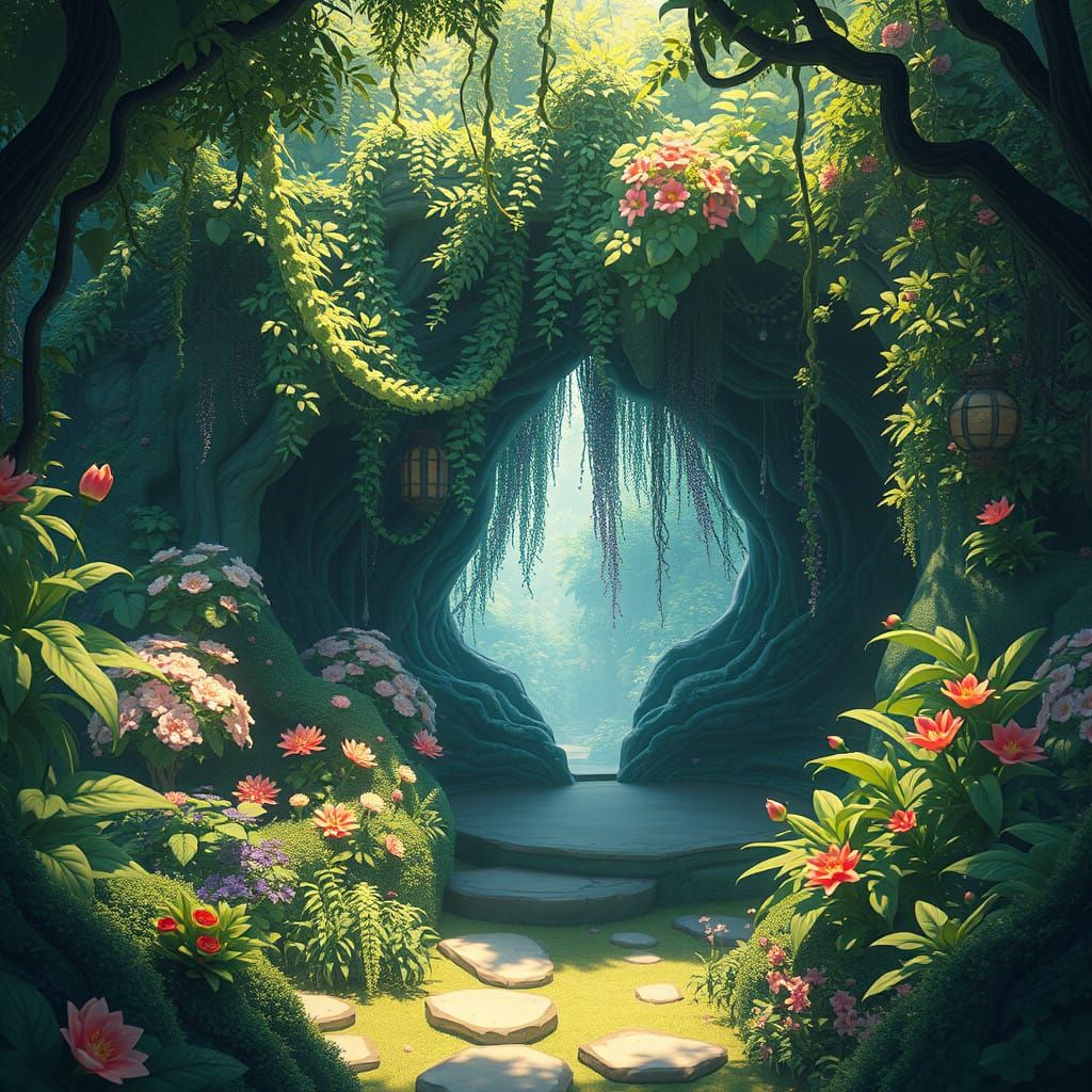 Surreal Anime Garden of Dreams in Vibrant 8K