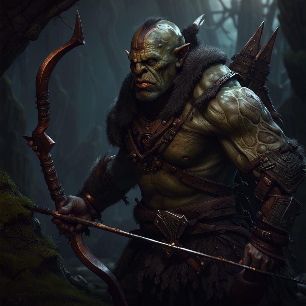 Orc Hunter in Desert, Dark Fantasy Concept Art