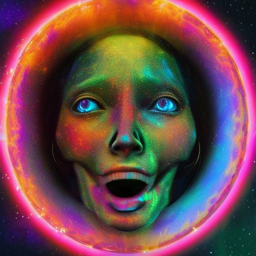 Cosmic Center of Hell: Astral Holographic Illustration